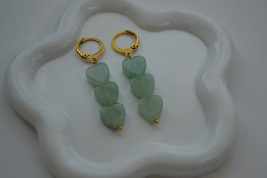 Turquoise Heart Trio Oorbellen